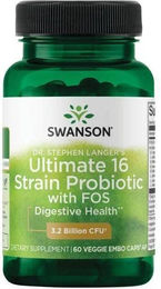 Swanson Dr. Stephen Langer Ultimate 16 Strain Probiotic mit FOS vegetarische Kapseln für Erwachsene 60 Stück – Bild 1 von 2