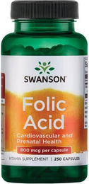 Swanson Folsäure 800 mcg Kapseln für Schwangere und Stillende 250 Stück – Bild 1 von 2