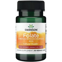 Produktbild von Swanson Folsäure 5-MTHF 800 mcg vegetarische Kapseln für Frauen, Schwangere und Stillende, 30 Kapseln