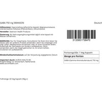 Produktbild von Swanson GABA 750 mg vegetarische Kapseln 60 Stück