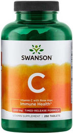 Swanson Health Products Vitamin C 1000 mg mit Hagebutte und Acerola zeitlich verzögert Tabletten 250 Stück – Bild 1 von 2