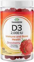 Swanson Health Products Vitamin D3 2000 IE Gummis Erdbeere 60 Stück – Bild 1 von 2