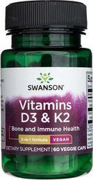 Swanson Health Products Vitamin D3 2000 IE und K2 75 mcg vegane Gemüsekapseln für Senioren 60 Stück – Bild 1 von 1