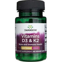 Produktbild von Swanson Health Products Vitamin D3 2000 IE und K2 75 mcg vegane Gemüsekapseln für Senioren 60 Stück
