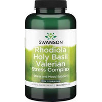 Produktbild von Swanson Stress Complex mit Rhodiola, Heiligem Basilikum und Baldrian in Kapseln 180 Stück