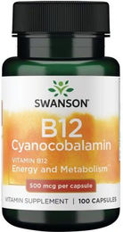 SWANSON Vitamin B12 Cyanocobalamin 500 mcg Kapseln 100 Stück – Bild 1 von 2