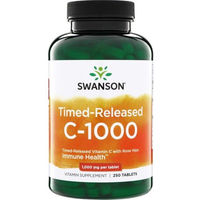Produktbild von Swanson Vitamin C 1000 mg mit Hagebutte Zeitverzögerte Tabletten 250 Stück