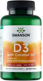 Swanson Vitamin D3 2000 IE Kapseln Bio mit Kokosnussöl 60 Stück – Bild 1 von 1