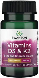 Swanson Vitamin D3 2000 IE und K2 75 mcg vegetarische Kapseln 60 Stück – Bild 1 von 2