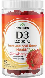 SWANSON Vitamin D3 2000 IU Gummis Erdbeere für Senioren 60 Stück – Bild 1 von 2