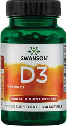 Swanson Vitamin D3 5000 IU glutenfreie Kapseln 250 Stück – Bild 1 von 1