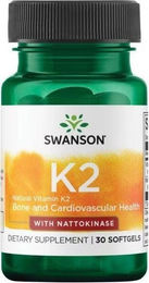 Swanson Vitamin K2 MK-7 mit Nattokinase 30 Weichkapseln – Bild 1 von 2