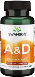 Swanson Vitamin-Kombination mit Vitamin A 1500 mcg und Vitamin D 10 mcg 250 Weichkapseln – Bild 1 von 1