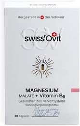 SwissOvit Magnesium Malat mit Vitamin B6 Kapseln vegan laktosefrei glutenfrei ohne Zusatzstoffe – Bild 1 von 2