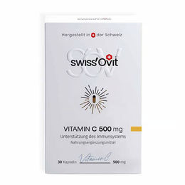 SwissOvit Vitamin C Ascorbinsäure 500 mg Kapseln 30 Stück vegan laktosefrei glutenfrei – Bild 1 von 1