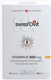 SwissOvit Vitamin C Ascorbinsäure 500 mg Kapseln vegan laktosefrei glutenfrei – Bild 1 von 2