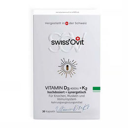 SwissOvit Vitamin D3 4000 I.U. + K2 Kapseln laktosefrei und glutenfrei für Frauen 30 Stück – Bild 1 von 1