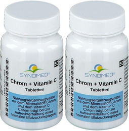 SYNOMED Chrom und Vitamin C Ascorbinsäure Tabletten vegan laktosefrei glutenfrei – Bild 1 von 1