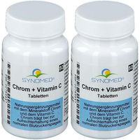 Produktbild von SYNOMED Chrom und Vitamin C Ascorbinsäure Tabletten vegan laktosefrei glutenfrei