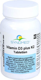 Synomed Vitamin D3 plus K2 Tabletten 800 IE vegetarisch und glutenfrei 60 Stück – Bild 1 von 1
