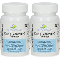 Produktbild von SYNOMED Zink und Vitamin C Tabletten vegan laktosefrei und glutenfrei