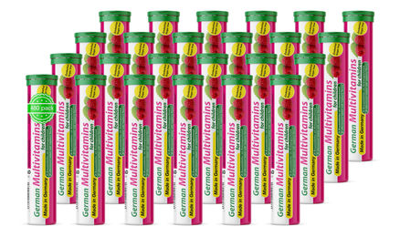T&D Pharma German Multivitamin Brausetabletten für Kinder Himbeerraschel Zuckerfrei 480 Stück – Bild 1 von 2