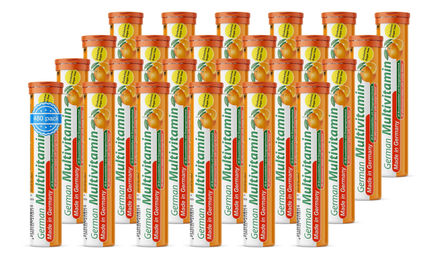 T&D Pharma German Multivitamin Brausetabletten mit Vitamin C, E, B-Vitaminen und Biotin Orangengeschmack zuckerfrei 480 Stück – Bild 1 von 1