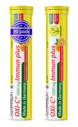 T&D Pharma Oxi-C Immun plus Brausetabletten mit 1000 mg Ascorbinsäure, Orangengeschmack, zuckerfrei und vegan, 40 Stück – Bild 1 von 2