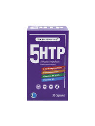 TAB Vitamins 5-HTP Nahrungsergänzungsmittel mit 5-Hydroxytryptophan, Baldrianextrakt, Vitamin B6 und Vitamin D3, 30 Kapseln – Bild 1 von 2