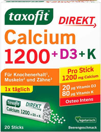 taxofit Calcium 1200 mit Vitamin D3 und K Pulver für Erwachsene – Bild 1 von 2