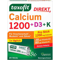 Produktbild von taxofit Calcium 1200 mit Vitamin D3 und K Pulver für Erwachsene