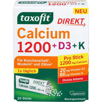 Produktbild von TAXOFIT Calcium 1200 mit Vitamin D3 und Vitamin K Direkt Sticks, vegetarisch, 20 Stück
