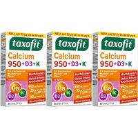 Produktbild von taxofit Calcium 950 mit Vitamin D3 und Vitamin K Tabletten für Frauen