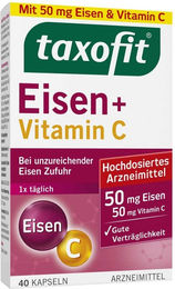 Taxofit Eisen und Vitamin C Kapseln mit Eisen-Sulfat für Erwachsene und Kinder 40 Stück – Bild 1 von 4