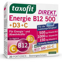 Produktbild von Taxofit Energie B12 mit Vitamin D3 und Vitamin C Granulat für Erwachsene 20 Stück