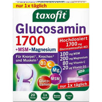 Produktbild von Taxofit Glucosamin 1700 mit MSM und Magnesium Trinkgranulat Sticks zuckerfrei glutenfrei laktosefrei