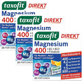 taxofit Magnesium 400 Direkt-Granulat Pulver für Erwachsene und Sportler – Bild 1 von 4