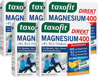 taxofit Magnesium 400 Granulat vegan für Sportler 100 Stück – Bild 1 von 3