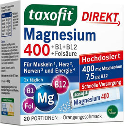 taxofit Magnesium 400 Komplex Pulver für Erwachsene 20 Stück – Bild 1 von 5