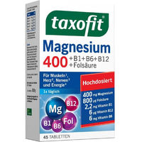 Produktbild von Taxofit Magnesium 400 mg mit Vitamin B1, B6, B12 und Folsäure Tabletten 45 Stück
