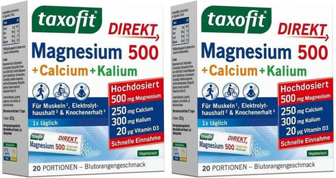 Taxofit Magnesium 500 mit Calcium und Kalium Orange Sticks für Sportler und Erwachsene – Bild 1 von 1