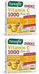 taxofit Vitamin C 1000 mg mit Zink und D3 Pulver vegetarisch laktosefrei und glutenfrei für Erwachsene – Bild 1 von 1