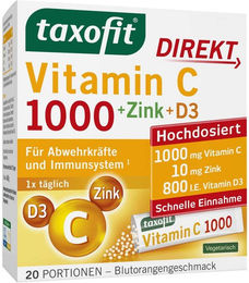 Taxofit Vitamin C 1000 mg mit Zink und Vitamin D3 Granulat für Erwachsene glutenfrei und laktosefrei 20 Stück – Bild 1 von 3