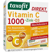 Produktbild von Taxofit Vitamin C 1000 mg mit Zink und Vitamin D3 Granulat für Erwachsene glutenfrei und laktosefrei 20 Stück