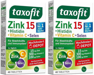 taxofit Zink 15 mg mit Histidin, Vitamin C und Selen Tabletten für Erwachsene – Bild 1 von 1