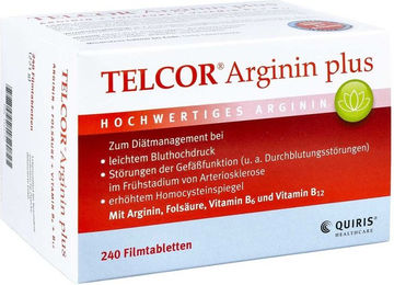 Telcor Arginin plus mit B-Komplex Filmtabletten 240 Stück zuckerfrei glutenfrei laktosefrei für Senioren – Bild 1 von 1