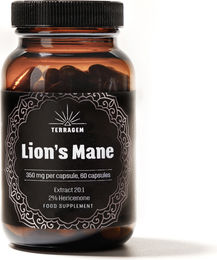 TERRAGEM Lion's Mane Kapseln mit Löwenmähne Pilz Extrakt, vegan, 60 Kapseln – Bild 1 von 4