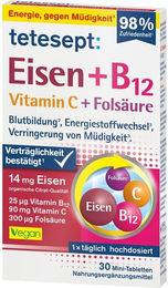 Tetesept Eisen B12 Vitamin C Folsäure Filmtabletten laktosefrei glutenfrei – Bild 1 von 1