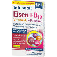 Produktbild von Tetesept Eisen B12 Vitamin C Folsäure Filmtabletten laktosefrei glutenfrei