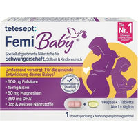 Produktbild von Tetesept Femi Baby Filmtabletten und Weichkapseln für Schwangere und Stillende 60 Stück
